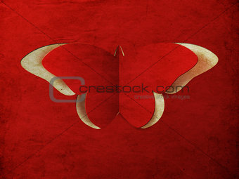 Grunge red paper butterfly