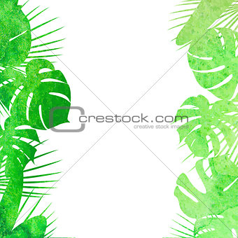 Watercolor tropical leaves