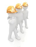 3d mans in a hard hat with thumb up 