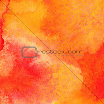 Orange watercolor paint vector background.
