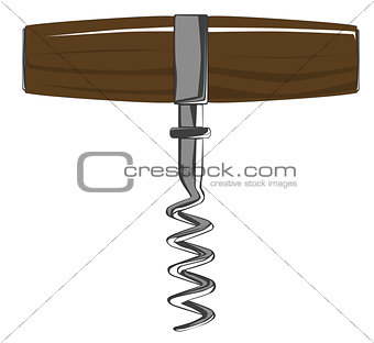 Corkscrew with wooden handle