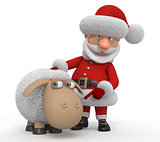 3d Santa Claus with a lamb