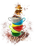 Watercolor Image Of Coffee Cups