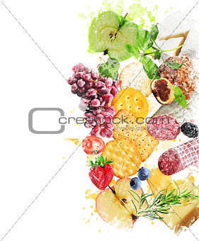 Watercolor Image Of  Healthy Snacks
