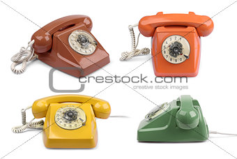 Vintage telephone color variations set