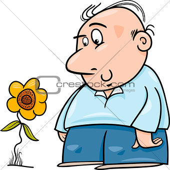man with sunflower cartoon illustration