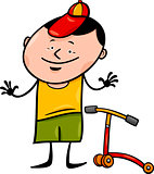 boy with scooter cartoon illustration