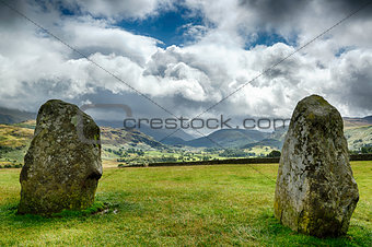 Ancient Stone Circle looking Upon Mountains.