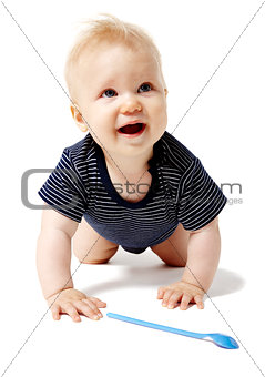 Happy Baby Crawling On Knees