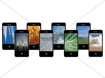 mobile phones with different phases of water