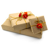 Gift boxes with red flowers