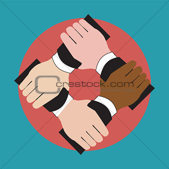 Illustration of hands holding each other showing unity