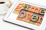 game over in wood type