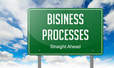 Business Processes on Green Highway Signpost.
