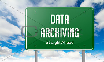 Data Archiving on Green Highway Signpost.