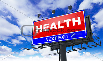 Health Inscription on Red Billboard.
