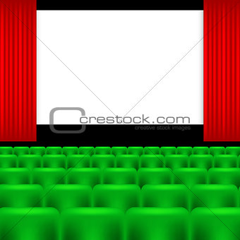 cinema screen and green seats