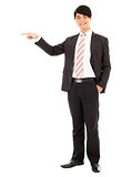 young business man standing and point out 