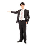businessman with welcome and showing gesture
