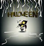 Halloween night background with hand and bird