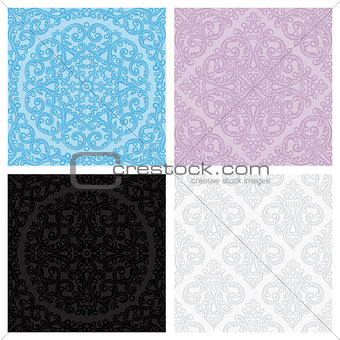 Set of vintage seamless patterns. Vector illustration