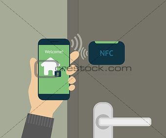 mobile unlocking a door via smartphone.