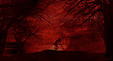 Grunge Halloween background with spooky trees