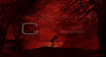 Grunge Halloween background with spooky trees