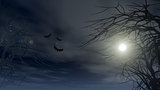 Halloween background with spooky trees
