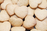 Freshly baked cookies in heart shapes