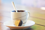 Coffee cup and heart shaped shortbread biscuit