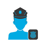 Blue icon of policeman