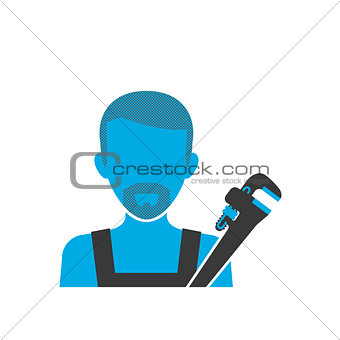 Blue icon of maintenance plumber