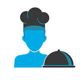 Blue icon of restaurant chef