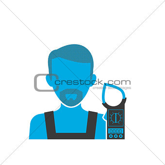 Blue icon of maintenance electrician