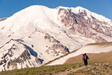 Mt. Rainier and Hiker