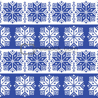 Traditional ornamental winter navy knitted pattern - Nordic style