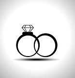 Wedding rings vector icon 