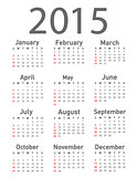 Simple 2015 year vector calendar