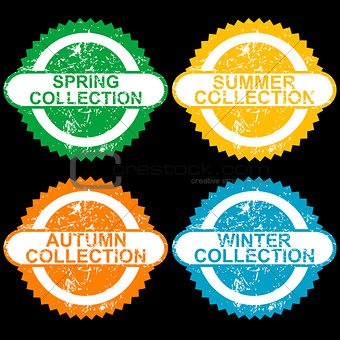 Grunge stamps with collections for each seasons
