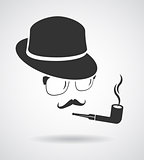 Smoking gentleman. Vintage design elements set like icon