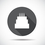 Cake  Flat Icon with long Shadow. Vector Illustration.