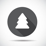 Christmas Tree  Flat Icon with long Shadow. Vector Illustration.