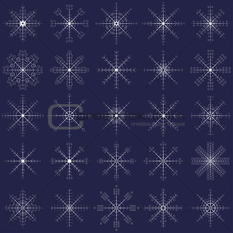 Ornate elegance snowflakes set for Christmas winter design