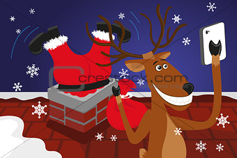 christmas reindeer is doing selfie