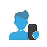 Blue icon of selfie for men