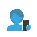 Blue icon of selfie for women