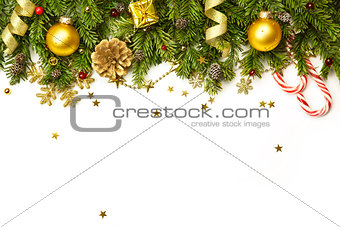 Christmas Decorations  isolated on white background- horizontal 