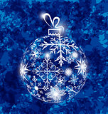 Christmas ball made in snowflakes on grunge background