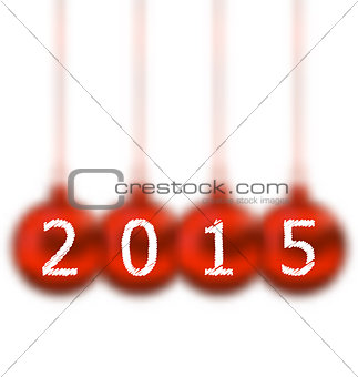 Happy new year in hanging glass ball on white background